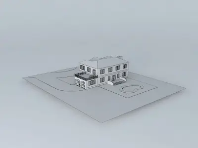 White Brick Mansion Free 3D model