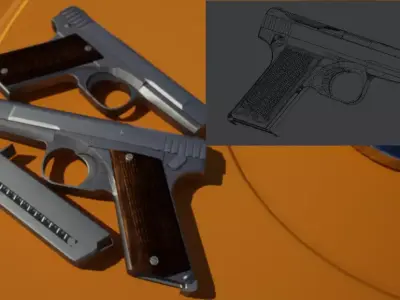 Hamada Type 2 Pistol Model With Blend 3D model