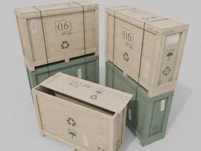 Tall Narrow Wooden Crate - Customizable Shipping Box Low-poly 3D model