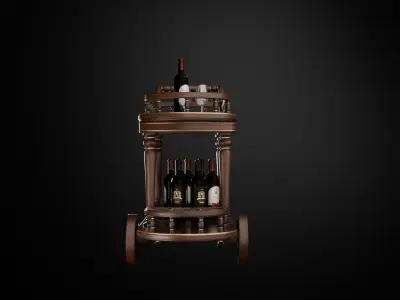 Wine trolley Low-poly 3D model