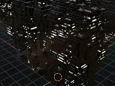 Sci fi night city building 3 Low-poly 3D model