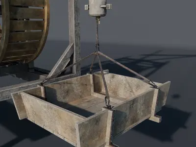 Medieval treadwheel crane Low-poly 3D model buy