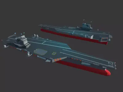 stylized Air Craft carrier Low-poly 3D model