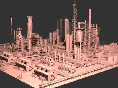 Mega Oil Refinery 3D model