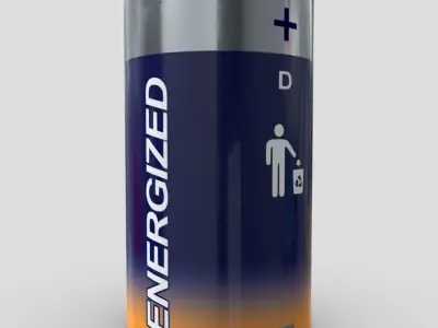 Battery D energized Low-poly 3D model