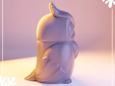 Winter Owl Jar- print in place- free supports Free 3D print model