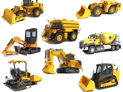 Heavy Construction Machinery 3D Model Pack