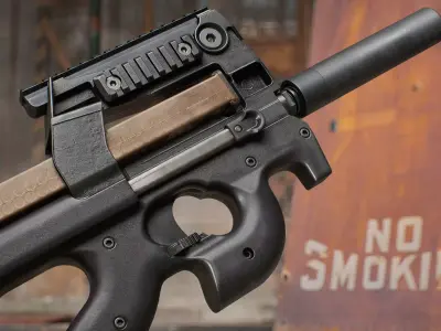 P90 Carbine SMG Low-poly 3D model