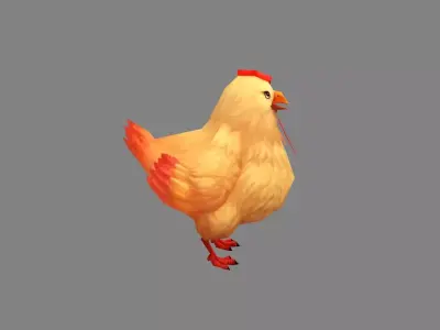 Cartoon hen Low-poly 3D model