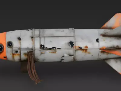Realistic Damaged Missile 3D Model Low-poly 3D model