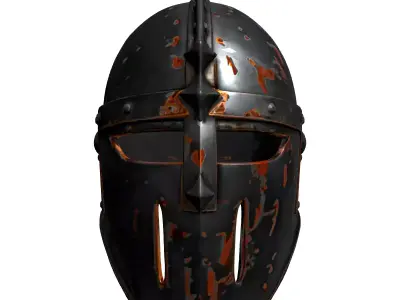 Rusty Medieval Knight Helmet PBR Low-poly 3D model