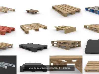 Most popular pallets in Europe 3D Model Pack