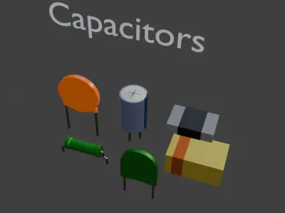Electrical components  Low-poly 3D model