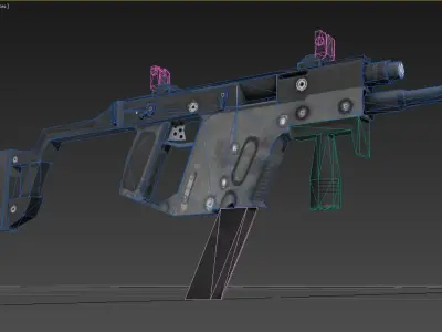 Submachine Gun Low-poly 3D model order
