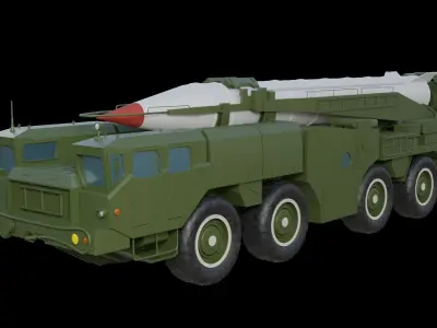 Low poly Hwasong-6 SCUD-C missile launcher 3D model