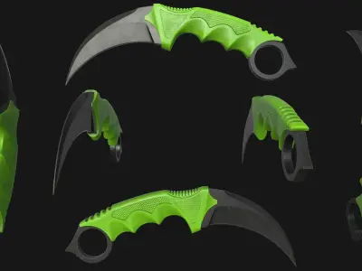 Karambit Knife Low-poly 3D model 3