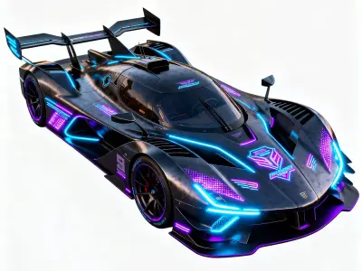 Stealth Black Formula Racing 3D Model V03 Low-poly 3D model