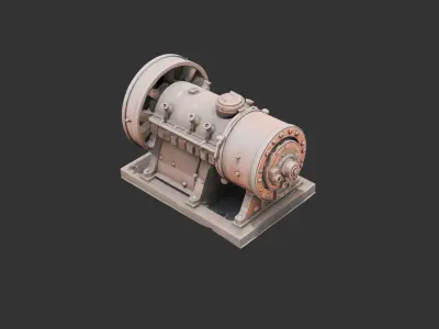 Deserted Industrial Generator Low-poly 3D model