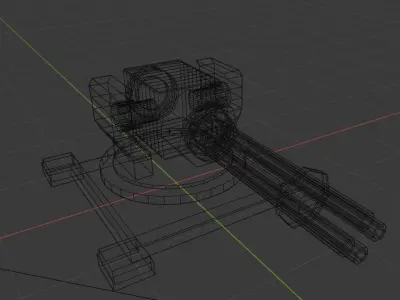 Low poly turret lego gun Low-poly 3D model