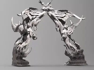 Wayne Manor arch statue 3D model
