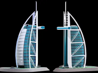 Burj Al Arab Hotel Tower PBR 3D model