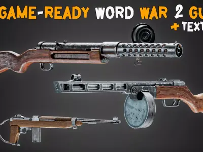 15 Game-Ready Word War 2 Guns and Texture   Vol 18 Low-poly 3D model