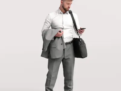 Humano Traveling Man with phone and bag 2206-7 3D model