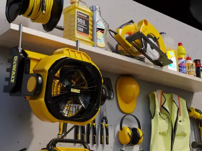 Complete Workshop Garage Tool Wall Organizer Set  3D model