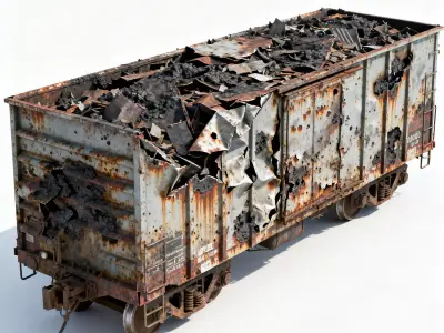 Realistic Full Rusted Freight Car 3D Model Low-poly 3D model purchase