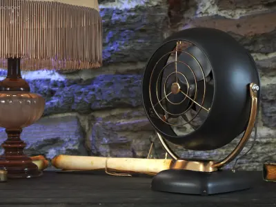Vintage Desk Fan Black Gold 3D model