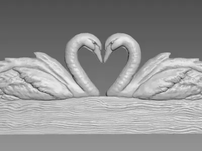Swans Bas-relief 3D model