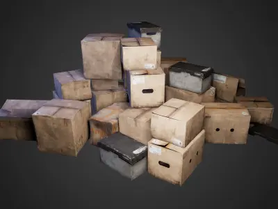 Cardboard Boxes Low-poly 3D model get