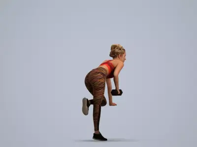 00064Maja008HN - Adult Caucasian woman exercising in 3D model
