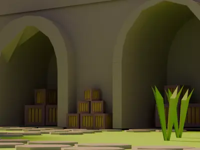 Stylized Low Poly Medieval Island Scene Free low-poly 3D model