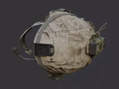 USMC Helmet LMG With Tactical Headset Low-poly 3D model