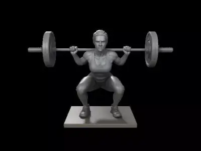 Female Barbell Squat  Mid Motion Gym Pose 3D print model