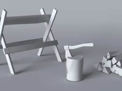 Wood Axe set Low-poly 3D model purchase