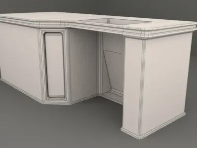 Sci fi Desk - Space Bunker Low-poly 3D model