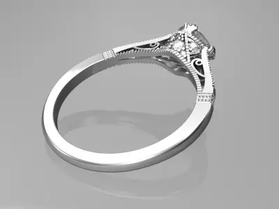 Art deco engagement ring 3D print model