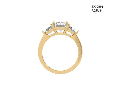 3-Stone-Ring 3D print model 2