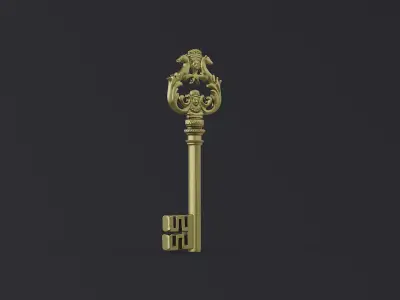 Royal Baroque Key - Ornate Horse Crest 3D print model