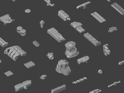 Engine Parts Kitbash 3D model