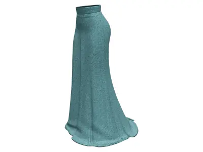 Elegant Slim Green Long Mermaid Style Skirt With Train Low-poly 3D model