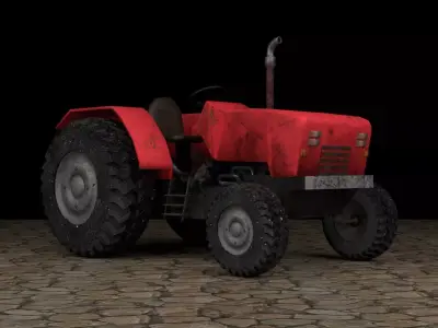 Dirty Farm Tractor Low-poly 3D model