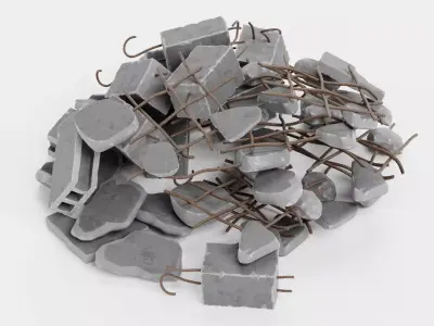 Pile of Debris V4 - Concrete Rubble Cluster 3D model