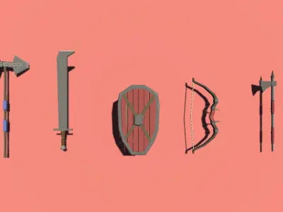 Huge Lowpoly Medieval Weapon Pack Low-poly 3D model