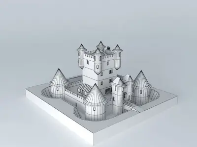 Fortress castle on field Free 3D model