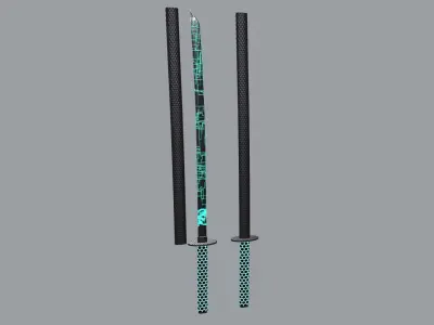 Neon lighted katana Low-poly 3D model