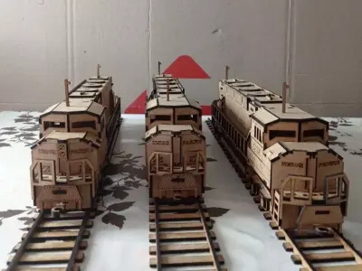 Wooden Locomotive Puzzle Laser Cut DIY Model  3D print model