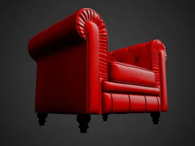 Chesterfield Vintage Leather Arm Chair  3D model